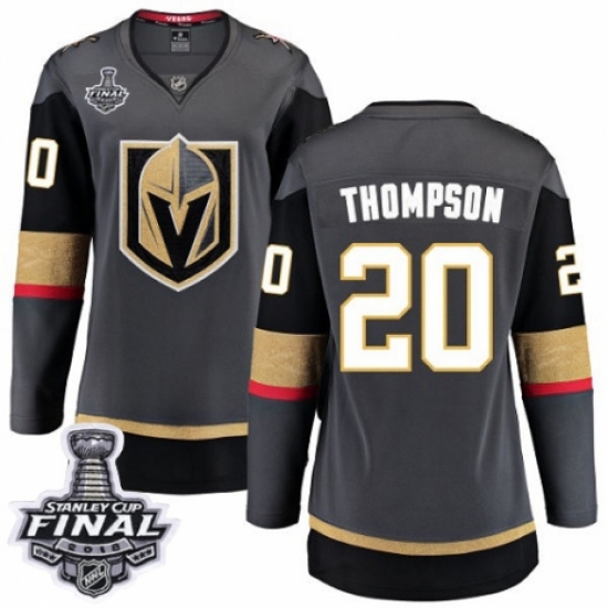 Women's Vegas Golden Knights 20 Paul Thompson Authentic Black Home Fanatics Branded Breakaway 2018 Stanley Cup Final NHL Jersey