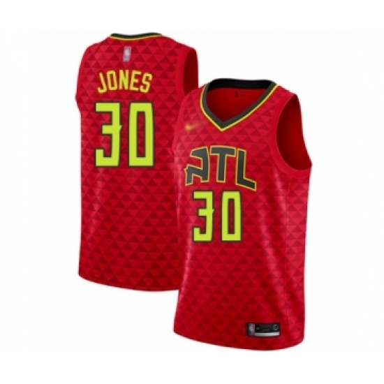 Men's Atlanta Hawks 30 Damian Jones Authentic Red Basketball Jersey Statement Edition