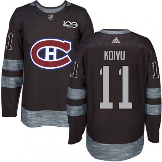 Men's Adidas Montreal Canadiens 11 Saku Koivu Authentic Black 1917-2017 100th Anniversary NHL Jersey