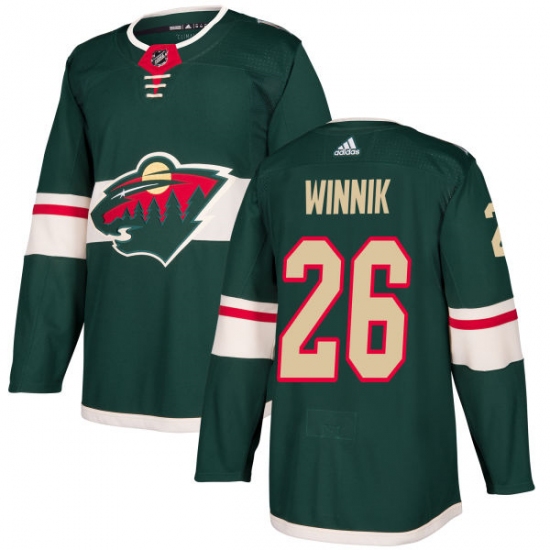 Men's Adidas Minnesota Wild 26 Daniel Winnik Premier Green Home NHL Jersey