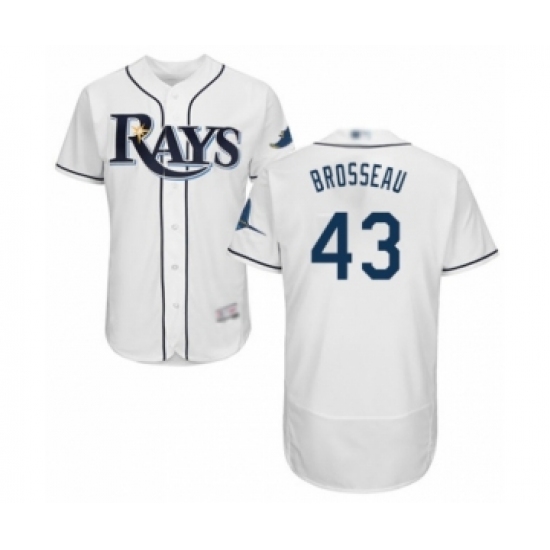 Men's Tampa Bay Rays 43 Mike Brosseau Home White Home Flex Base Authentic Collection Baseball Player Jersey