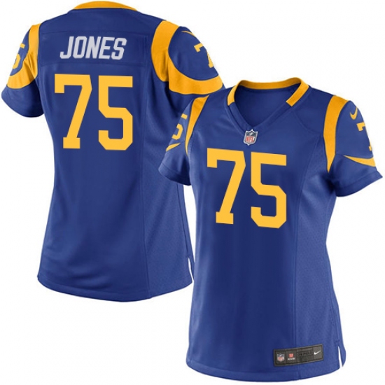 Women's Nike Los Angeles Rams 75 Deacon Jones Game Royal Blue Alternate NFL Jersey