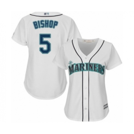 Women's Seattle Mariners 5 Braden Bishop Authentic White Home Cool Base Baseball Player Jersey