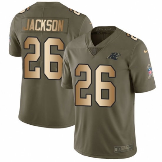 Youth Nike Carolina Panthers 26 Donte Jackson Limited Olive/Gold 2017 Salute to Service NFL Jersey