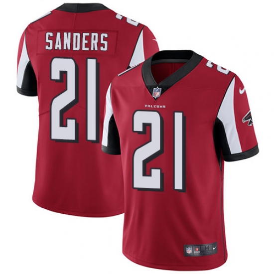 Men's Nike Atlanta Falcons 21 Deion Sanders Red Team Color Vapor Untouchable Limited Player NFL Jersey