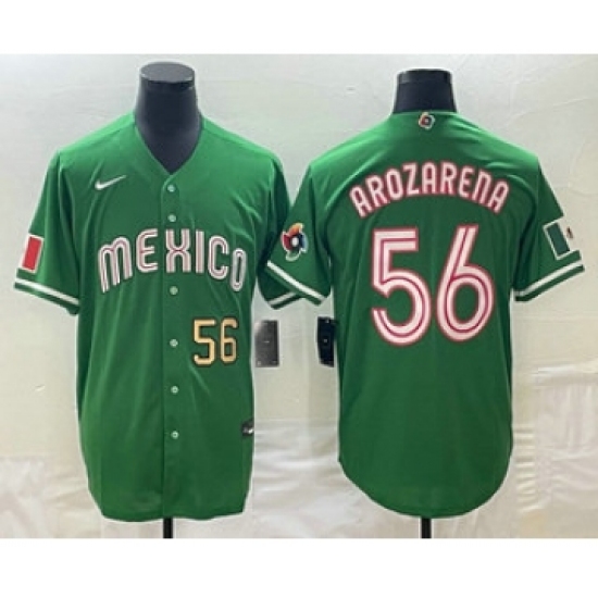 Men's Mexico Baseball 56 Randy Arozarena Number 2023 Green World Classic Stitched Jersey1