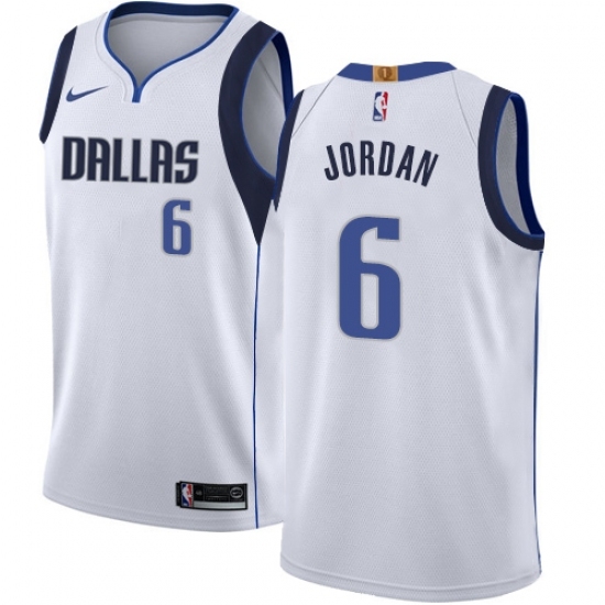 Women's Nike Dallas Mavericks 6 DeAndre Jordan Swingman White NBA Jersey - Association Edition