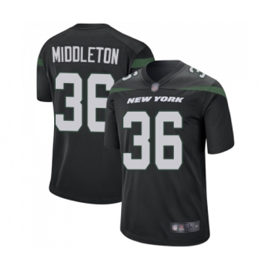 Men's New York Jets 36 Doug Middleton Game Black Alternate Football Jersey