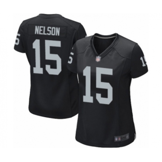 Women's Oakland Raiders 15 J. Nelson Game Black Team Color Football Jersey