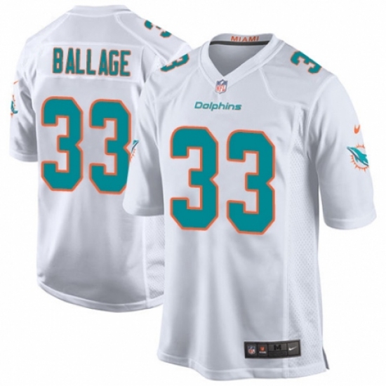 Men's Nike Miami Dolphins 33 Kalen Ballage Game White NFL Jersey