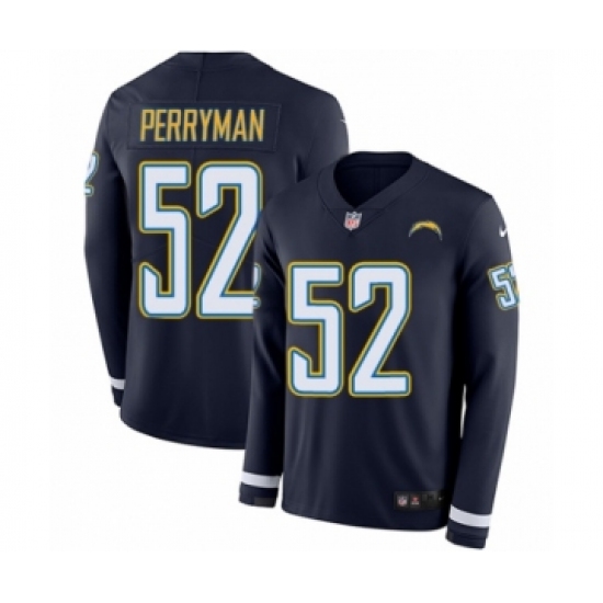 Youth Nike Los Angeles Chargers 52 Denzel Perryman Limited Navy Blue Therma Long Sleeve NFL Jersey