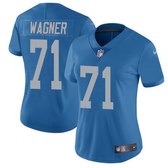 Women's Nike Detroit Lions 71 Ricky Wagner Elite Blue Alternate NFL Jersey