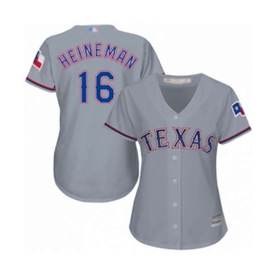 Women's Texas Rangers 16 Scott Heineman Authentic Grey Road Cool Base Baseball Player Jersey