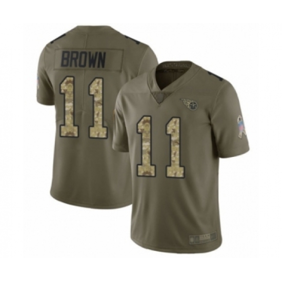 Men's Tennessee Titans 11 A.J. Brown Limited Olive Camo 2017 Salute to Service Football Jersey