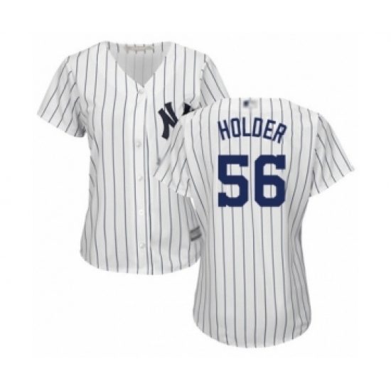 Women's New York Yankees 56 Jonathan Holder Authentic White Home Baseball Player Jersey