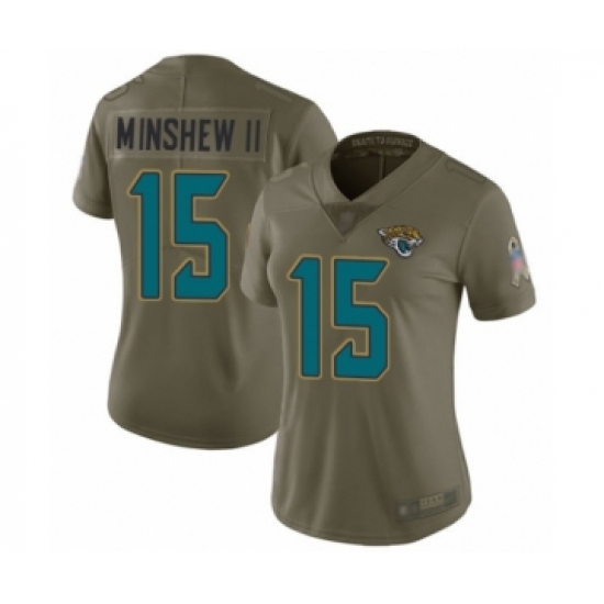 Women's Jacksonville Jaguars 15 Gardner Minshew II Limited Olive 2017 Salute to Service Football Jersey