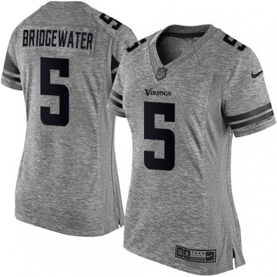 Women's Nike Minnesota Vikings 5 Teddy Bridgewater Limited Gray Gridiron NFL Jersey