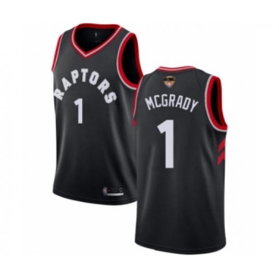 Men's Toronto Raptors 1 Tracy Mcgrady Swingman Black 2019 Basketball Finals Bound Jersey Statement Edition