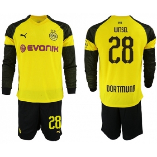 Dortmund 28 Witsel Home Long Sleeves Soccer Club Jersey