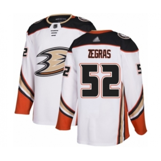 Men's Anaheim Ducks 52 Trevor Zegras Authentic White Away Hockey Jersey