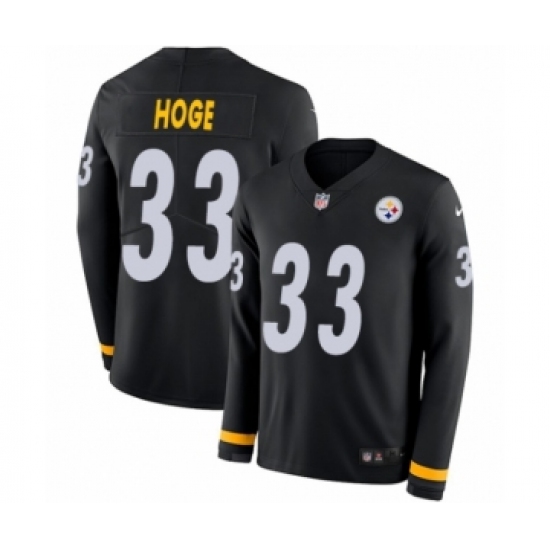 Youth Nike Pittsburgh Steelers 33 Merril Hoge Limited Black Therma Long Sleeve NFL Jersey