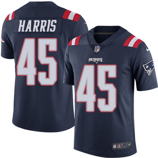 Men's Nike New England Patriots 45 David Harris Limited Navy Blue Rush Vapor Untouchable NFL Jersey