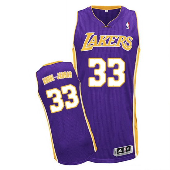 Men's Adidas Los Angeles Lakers 33 Abdul-Jabbar Authentic Purple Road NBA Jersey