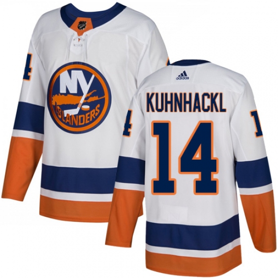 Youth Adidas New York Islanders 14 Tom Kuhnhackl Authentic White Away NHL Jersey