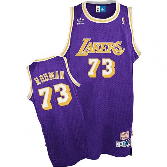 Men's Mitchell and Ness Los Angeles Lakers 73 Dennis Rodman Swingman Purple Throwback NBA Jersey