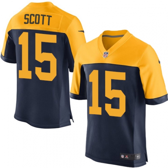 Men's Nike Green Bay Packers 15 JK Scott Elite Navy Blue Alternate NFL Jersey
