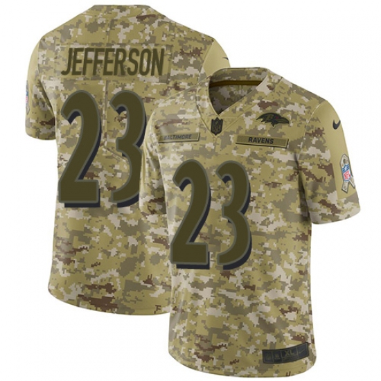 Youth Nike Baltimore Ravens 23 Tony Jefferson Limited Camo 2018 Salute to Service NFL Jersey