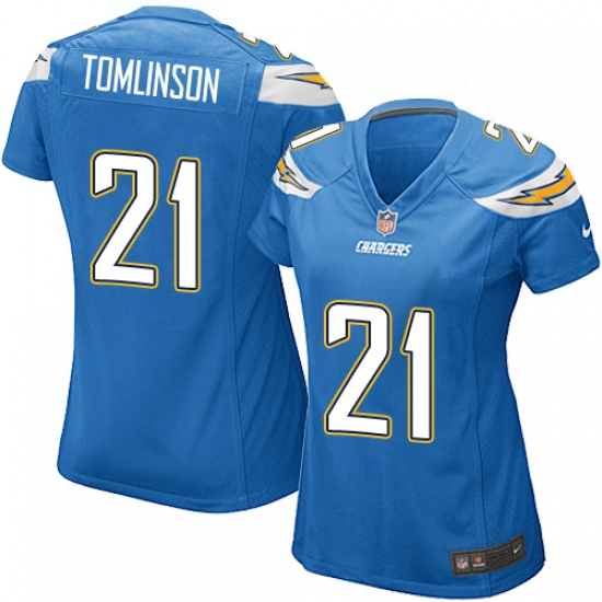 Women's Nike Los Angeles Chargers 21 LaDainian Tomlinson Game Electric Blue Alternate NFL Jersey