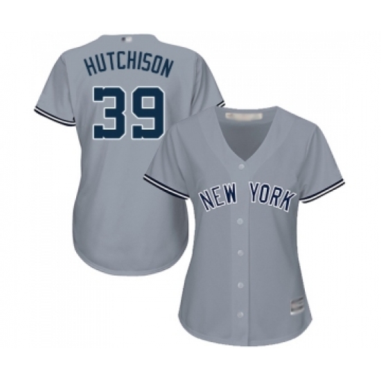 Women's New York Yankees 39 Drew Hutchison Authentic Grey Road Baseball Jersey