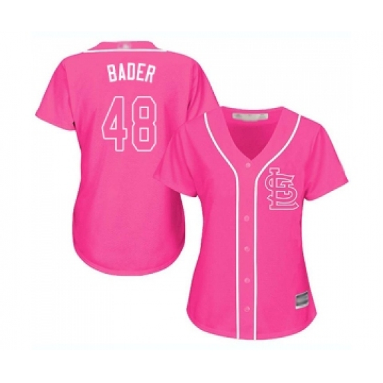 Women's St. Louis Cardinals 48 Harrison Bader Replica Pink Fashion Cool Base Baseball Jersey