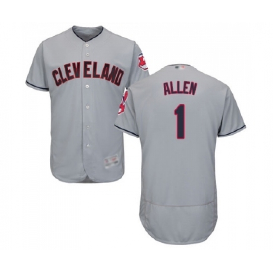 Men's Cleveland Indians 1 Greg Allen Grey Road Flex Base Authentic Collection Baseball Jersey