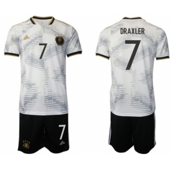 Men's Germany 7 Draxler White Home Soccer Jersey Suit