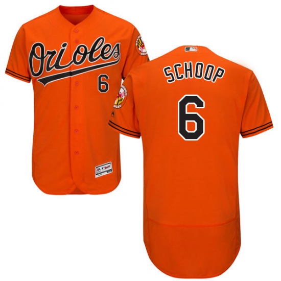 Men's Majestic Baltimore Orioles 6 Jonathan Schoop Orange Alternate Flex Base Authentic Collection MLB Jersey