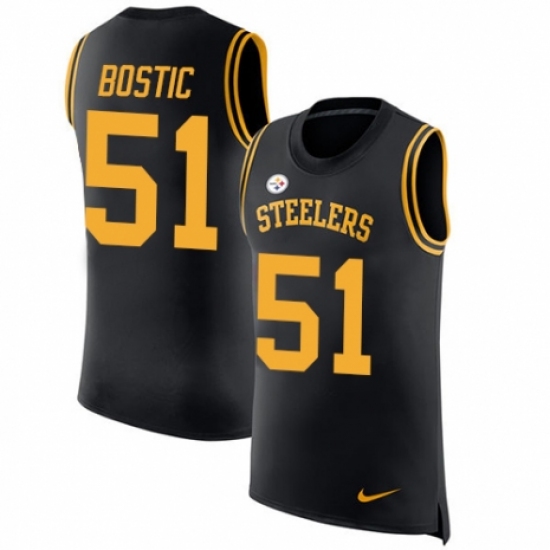 Men's Nike Pittsburgh Steelers 51 Jon Bostic Black Rush Player Name & Number Tank Top NFL Jersey