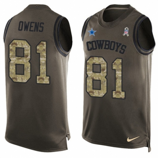 Men's Nike Dallas Cowboys 81 Terrell Owens Limited Green Salute to Service Tank Top NFL Jersey