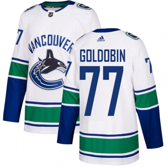 Men's Adidas Vancouver Canucks 77 Nikolay Goldobin White Road Authentic Stitched NHL Jersey