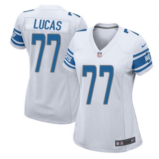 Women's Nike Detroit Lions 77 Cornelius Lucas Game White NFL Jersey