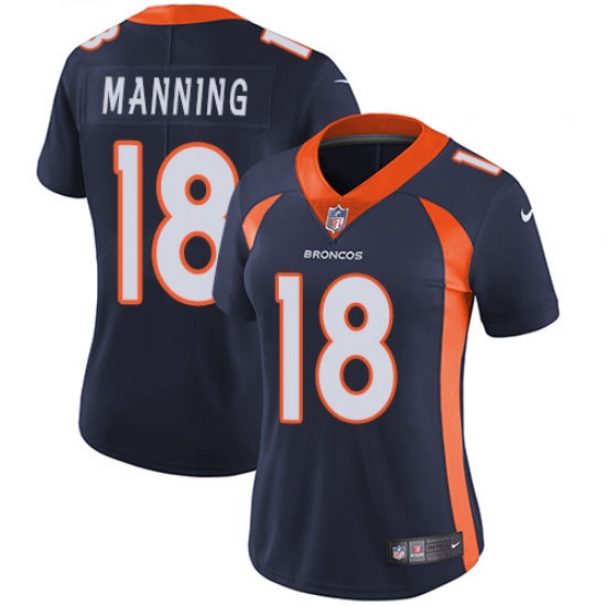 Women's Nike Denver Broncos 18 Peyton Manning Navy Blue Alternate Vapor Untouchable Limited Player NFL Jersey