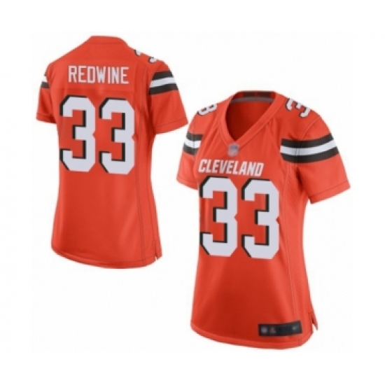 Women's Cleveland Browns 33 Sheldrick Redwine Game Orange Alternate Football Jersey