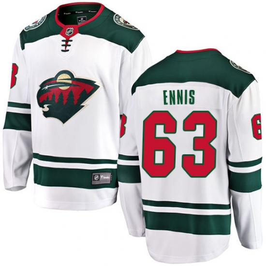 Men's Minnesota Wild 63 Tyler Ennis Authentic White Away Fanatics Branded Breakaway NHL Jersey