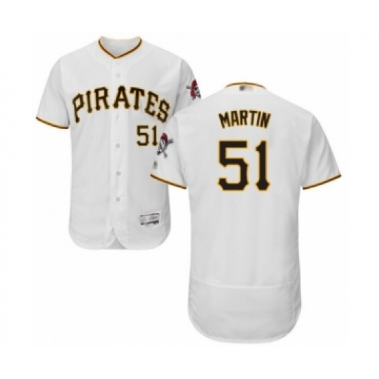 Men's Pittsburgh Pirates 51 Jason Martin White Home Flex Base Authentic Collection Baseball Player Jersey