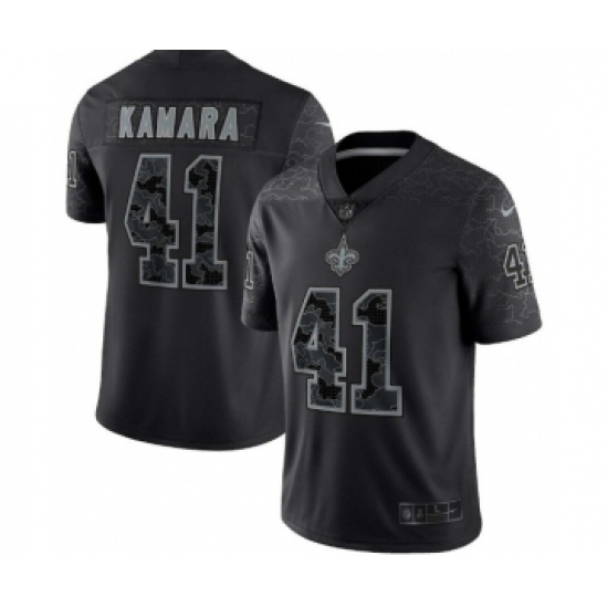 Men's New Orleans Saints 41 Alvin Kamara Black Reflective Limited Stitched Football Jersey