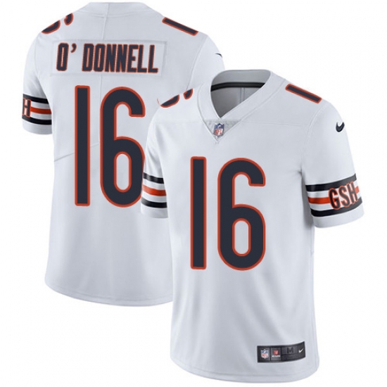Youth Nike Chicago Bears 16 Pat O'Donnell Elite White NFL Jersey