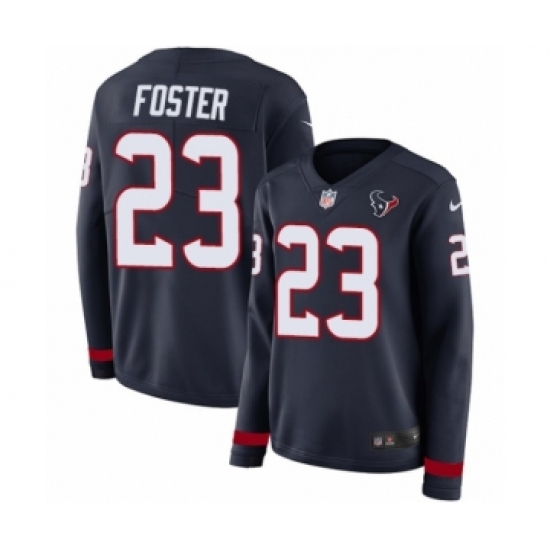 Women's Nike Houston Texans 23 Arian Foster Limited Navy Blue Therma Long Sleeve NFL Jersey