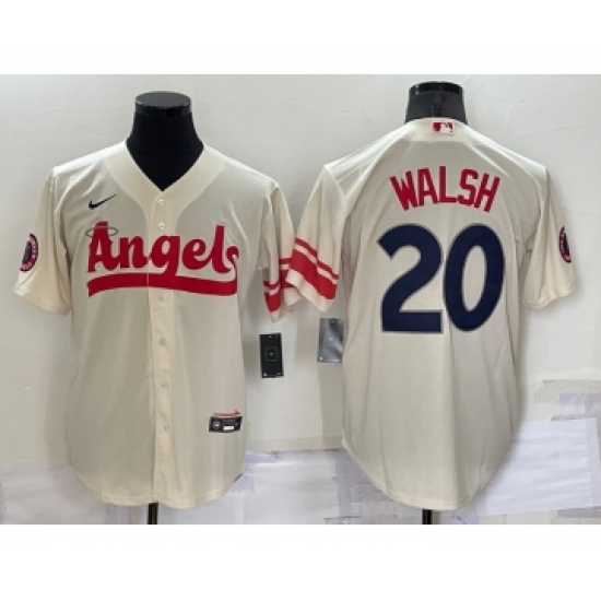 Men's Los Angeles Angels 20 Jared Walsh Cream 2022 City Connect Cool Base Stitched Jersey