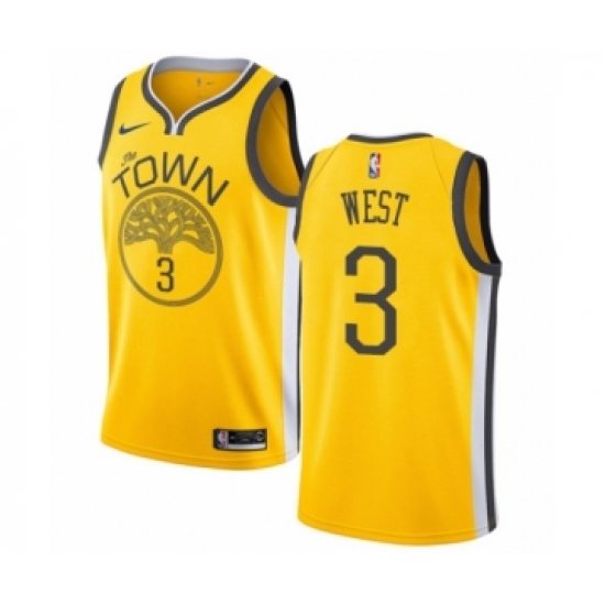 Men's Nike Golden State Warriors 3 David West Yellow Swingman Jersey - Earned Edition